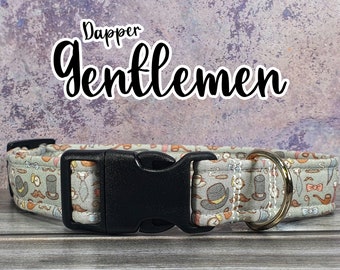Dapper Gentlemen Dog Collar | Adjustable | Metal Buckle | Plastic Side Release | Puppy Dog Collar