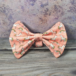 Pink Unicorns and Rainbows Dog Bow | Tie | Sailor Bow | Adjustable | Puppy | Cat