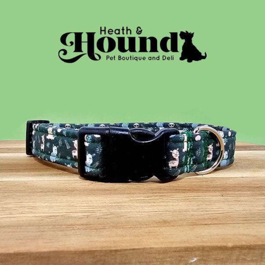 Zoo Animals Dog Collar | Forest Green Cotton, Adjustable - Etsy