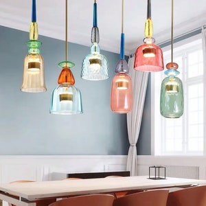 Nordic Creatieve Macaron Gekleurde Snoep Glazen Hanglamp Restaurant Bar Kinderkamer Led Kroonluchter Moderne Home Decor Verlichting afbeelding 2