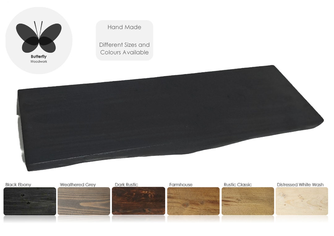 Black Ebony Reclaimed Floating Shelf, Rustic Wood, Black Ebony