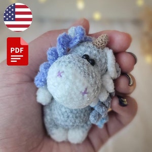 Small Crochet Unicorn Amigurumi Pattern. DIY stuffed animal plush unicorn. Handmade crochet stuffed toy. Crochet Pattern. Amigurumi Tutorial