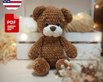 Amigurumi Bear Crochet Pattern. Cute Teddy Bear Stuffed Toy. Amigurumi Pattern Plush Bear. Crochet Tutorial Small Bear Pattern