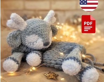 Deer pajamas holder crochet pattern. Amigurumi Deer pattern. Crochet pajamas bag. stuffed toy deer pattern. DIY crochet toy pattern