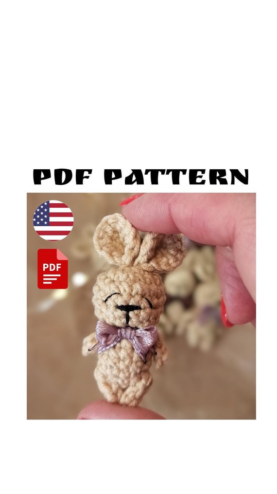 Small crochet bunny amigurumi pattern. Easter Bunny tiny toy. Crochet pattern Easter rabbit. DIY Easter gift crochet design.Amigurumi design