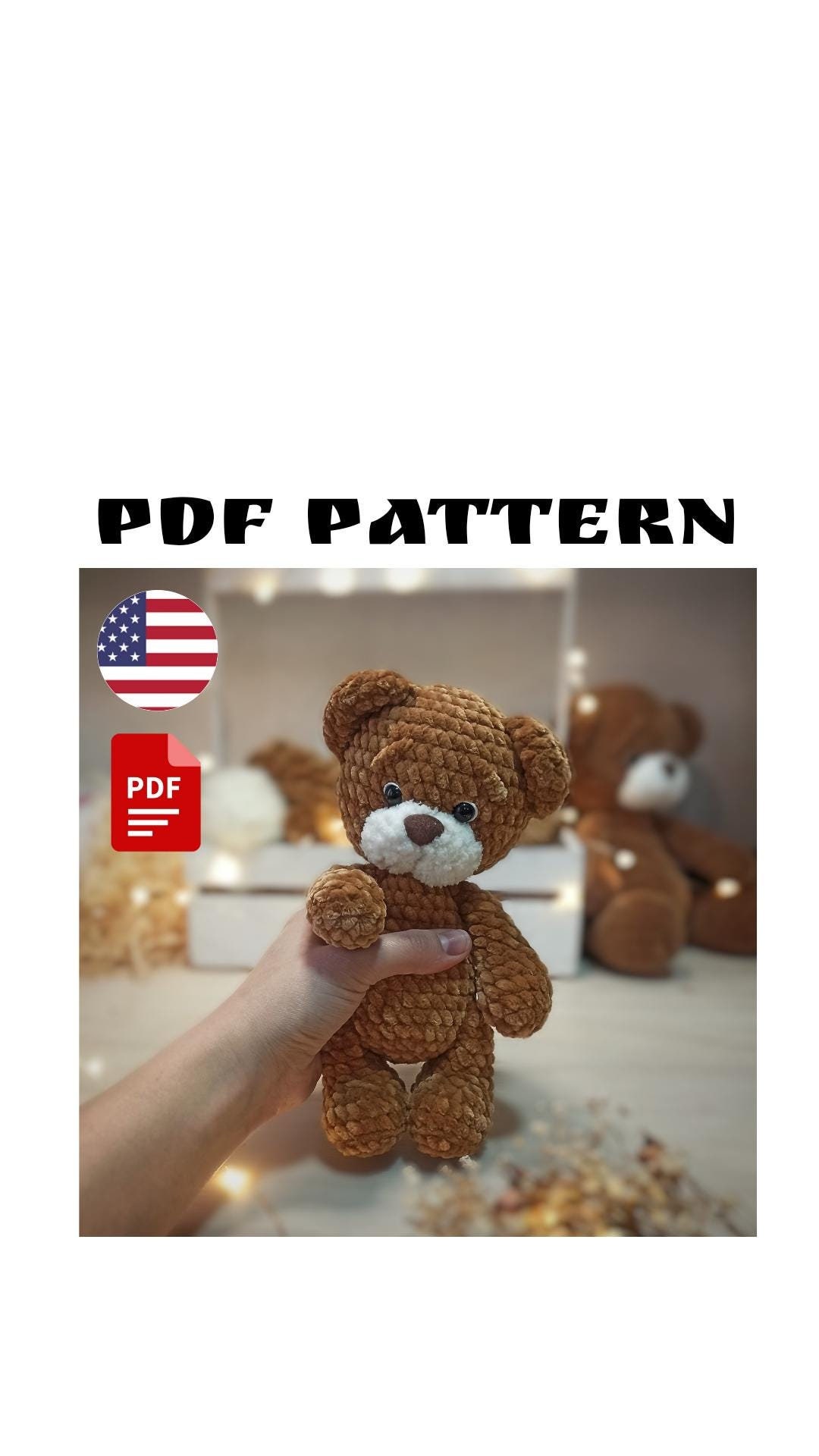 Crochet Bear Amigurumi Pattern Cute Teddy Bear Stuffed Toy for Baby Shower Amigurumi Plush Bear Crochet Tutorial Easy to follow Bear Pattern