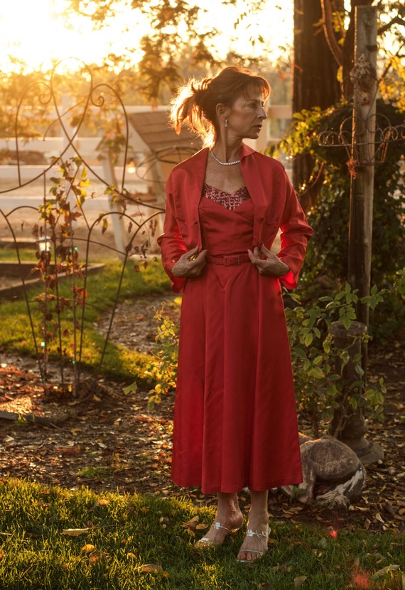 Vintage 1940's Red Holiday Dress