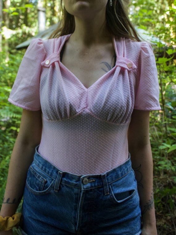 Vintage 1970's One Piece Pink Bodysuit - image 3