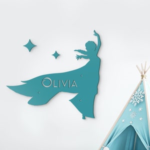 Elsa Frozen Disney World Frozen houten decor Gepersonaliseerde naam Aangepast bord kinderkamer Cartoon prinses decor Frozen film
