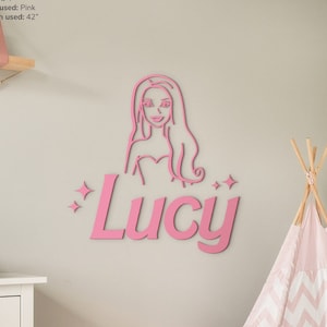 Personalized doll name sign Girl room decor Custom name Custom girl name gift Wooden name Nursery name signs Girls room decor Newborn party
