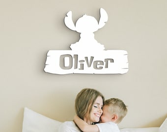 Lilo i Stich prezenty Disneyworld Custom Stitch Lilo Stitch Decor Niestandardowy znak do pokoju dziecięcego Niestandardowy napis na ścianie z kreskówkowym imieniem Disney Sign