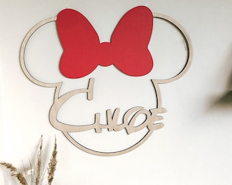 Muisoren muurdecor Disney World Gepersonaliseerd kasteel van Assepoester Aangepast naambord Kinderkamerdecor Geïnspireerd op Minnie of Mickey Mouse