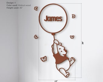 Winnie the pooh nursery Cartoon design custom Pooh inspired nursery sign Baby announcement Personalized baby name sign Birthday decorations