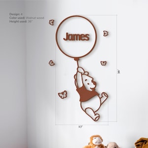 Winnie the pooh nursery Cartoon design custom Pooh inspired nursery sign Baby announcement Personalized baby name sign Birthday decorations