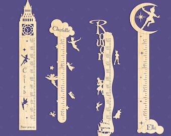 Peter Pan nursery theme height growth chart Personalized ruler for kids Height growth chart Peter Pan Measuring chart panel Nursery decor