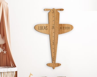Airplane growth chart Vintage airplane height chart Personalized growth chart Height chart for kids Boys plane room decor Pilot nursery room