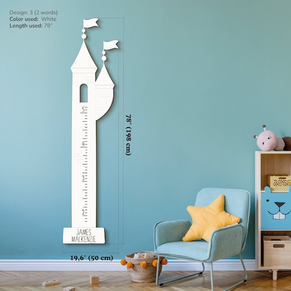 Castle growth chart Personalized kids height ruler Wooden wall growth chart Baby room decor Fairytale wall ruler Height chart for kids Gifts