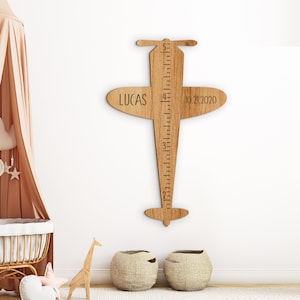 Tabla de crecimiento de aviones Tabla de altura de aviones vintage Tabla de crecimiento personalizada Tabla de altura para niños Decoración de habitación de avión para niños Guardería de pilotos