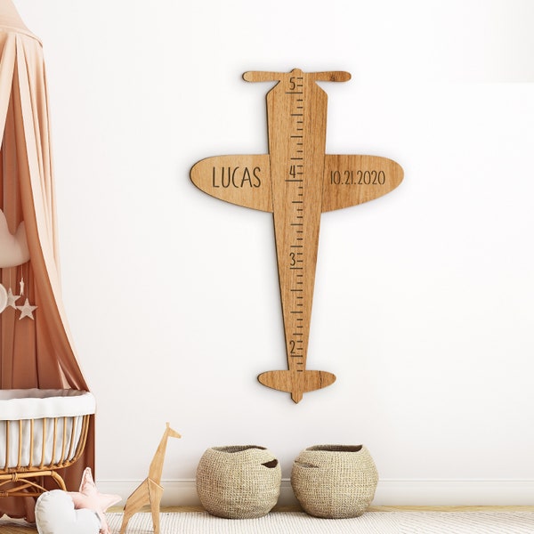 Airplane growth chart Vintage airplane height chart Personalized growth chart Height chart for kids Boys plane room decor Pilot Nursery