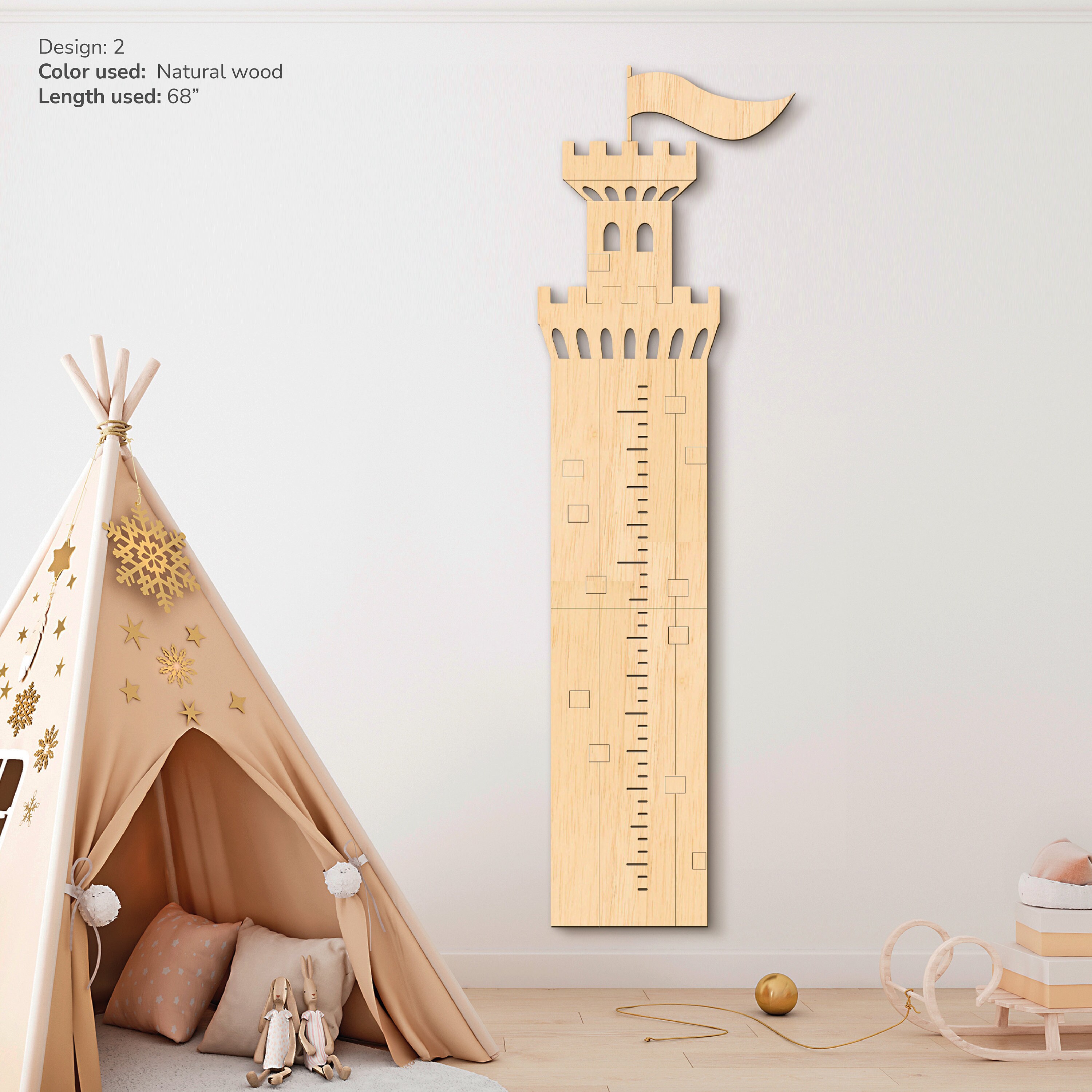 Castle Growth Chart Personalized Kids Height Ruler Wooden Wall Growth ...