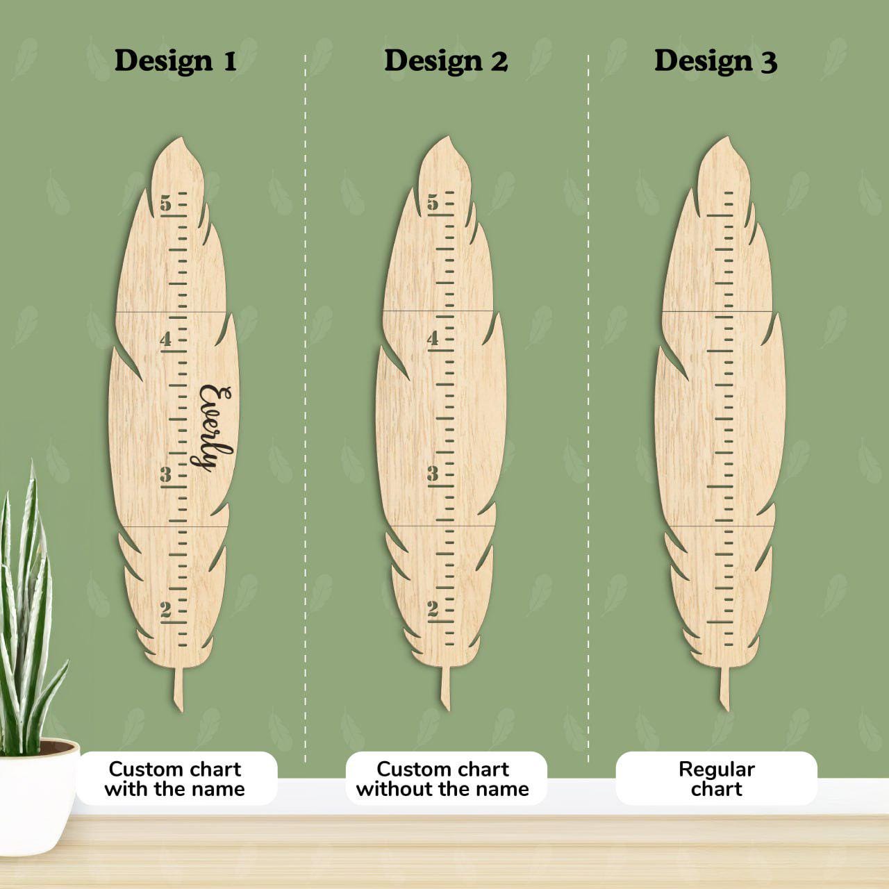Custom Growth Chart LED Wall Decor Feather Height Chart Height Chart ...
