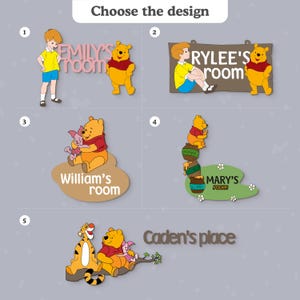 Personalized Winnie the pooh door sign Tigger and Piglet name plaque Pooh nursery wall decor Playroom cartoon door nameplate Baby room sign