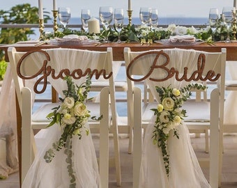 Letrero para silla de boda Novio Novia Letrero para silla de boda Conjunto de letreros de boda Letrero para silla de boda Novio Novia Decoración de silla de boda Madre de la novia Madre del novio Sr. Sra.