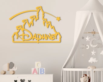 Princess castle sign Personalized Baby Name Sign Kids Wall Art Disney Inspired Room Decor Mickey Font Baby Nursery Decor Custom Wood Signs