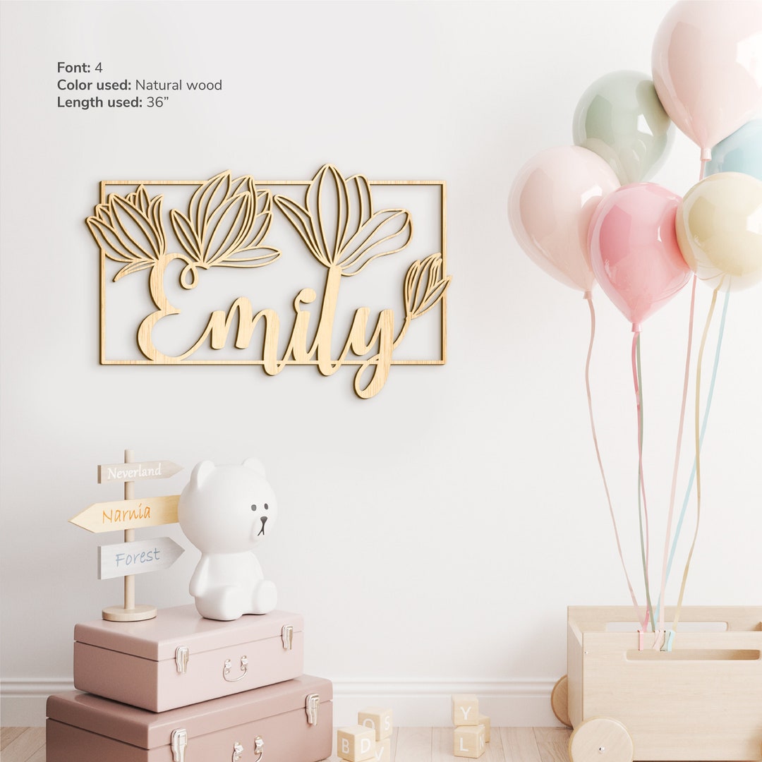 Customized Baby Nursery Flowers Personalized Name Sign Flowers Wall ...