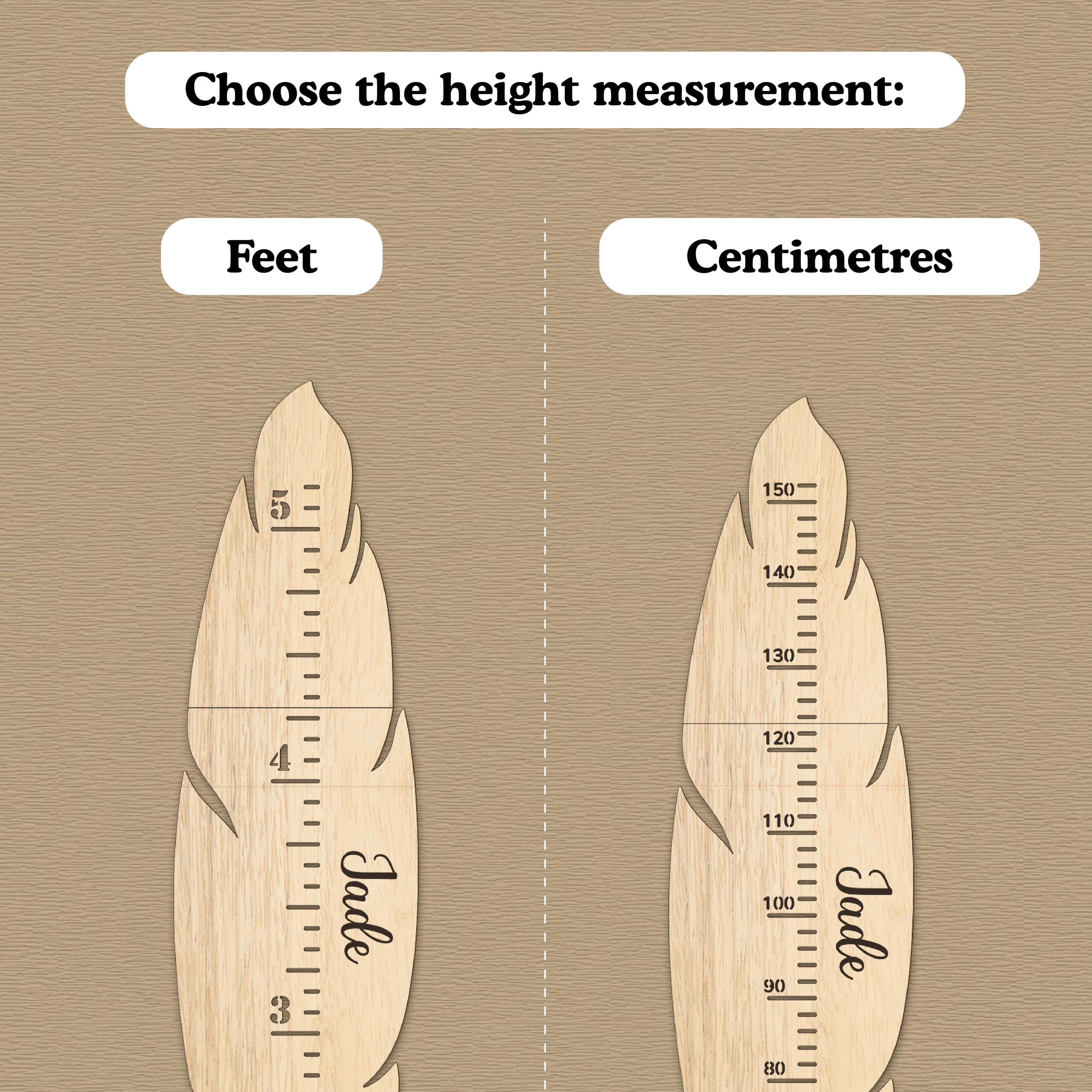 Custom Growth Chart LED Wall Decor Feather Height Chart Height Chart ...