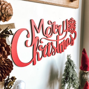Weihnachten Wand-Dekor Weihnachten Zeichen Holz Rot Frohe Weihnachten Weihnachten Geschenke für Mama Geschenke für Papa Weihnachten Weihnachtsgeschenke Idee Urlaub