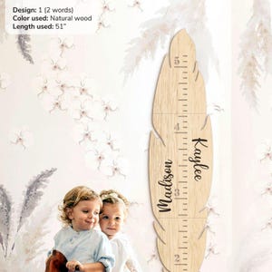 Federn Wachstums-Chart Personalisierte Wachstums-Chart Holz Feder Wachstums-Chart Messlatte Kinder Baby-Geschenke Baby-Dusche-Geschenk-Dekor