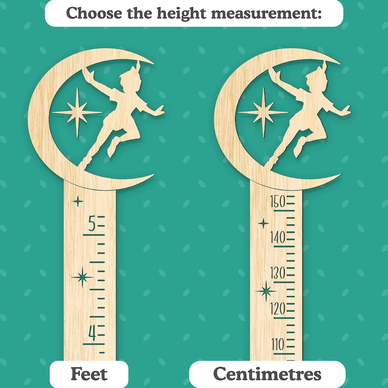 Peter Pan Themed Growth Chart Personalized Ruler for Kids Baby Height ...