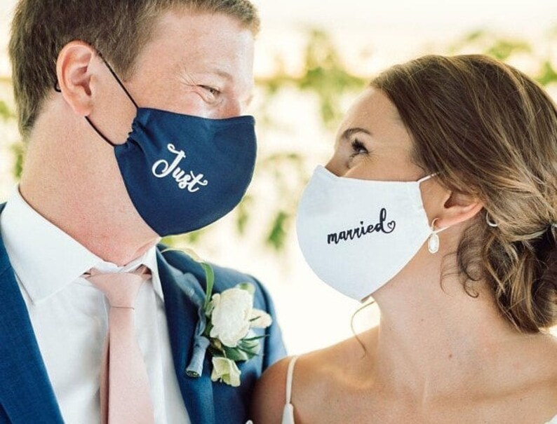 Wedding face mask Bride and Groom Face Mask Mr and Mrs Masks image 1