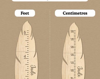 Custom growth chart for kids Measure height chart with name Woodland room decor Space ruler Feather nursery decor Animal height chart