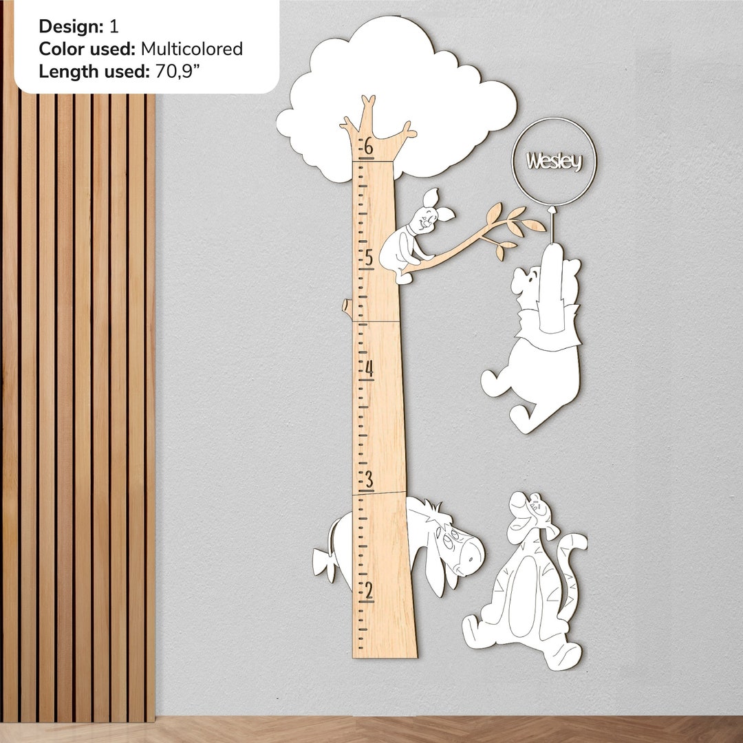 Winnie the Pooh Growth Chart Personalized Height Ruler Nursery Wall