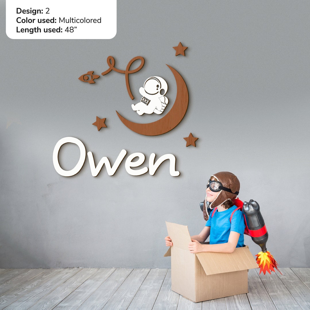 Space Themed Wood Nursery Name Sign Personalized Newborn Name Sign ...