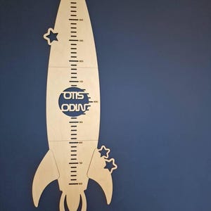 Personalized rocket growth chart Nursery growth ruler Constellation kidsroom decor Space baby gift Moon height chart Rocket height ruler Set #4 (2 words)