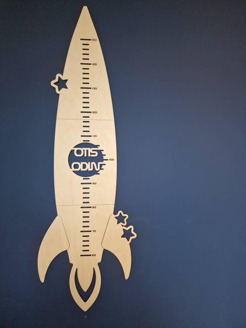 Personalized rocket growth chart Nursery growth ruler Constellation kidsroom decor Space baby gift Moon height chart Rocket height ruler Set #4 (2 words)