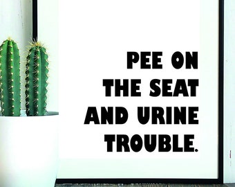 Funny toilet signs, best toilet in town, black toilet wall art, word and quote bathroom signs
