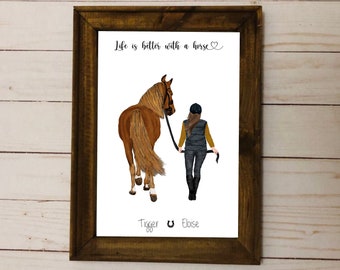 Horse and rider print, Horse-riding Print, Bespoke Horse print