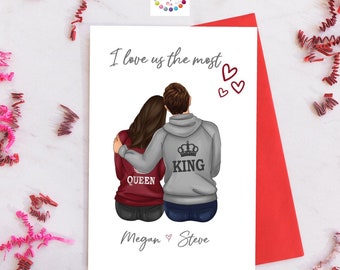 King and Queen Personalised anniversary card, love card, bespoke greetings card, custom card, hoodies