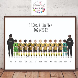 Team print, sports team picture, bespoke, clip art, coach gift, netball team, football team, hockey, volleyball, cheerleading, basketball image 3