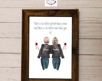 Mothers day print, Mum and daughter print, sisters print, Personalised gift, best friends print