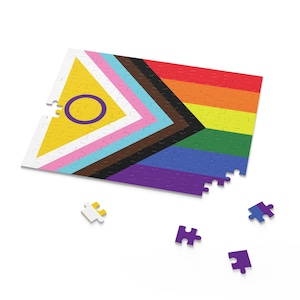 Intersex Inclusive Progress Pride Flag Puzzle: LGBTQIA+ Gift