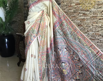 Madhubani Pure Munga Tusser silk saree, Madhubani silk sari, hand painted silk sari