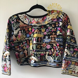 Parsi Gara blouse, hand embroidered blouse, crop top