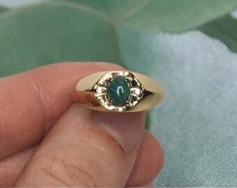 Black Opal Gold Ring