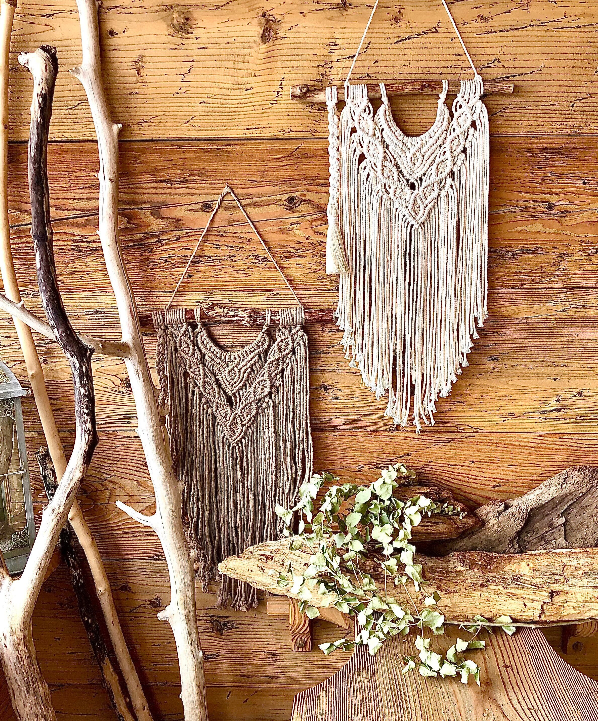 Accrochage Mural en Macramé Laurier Rose, Décoration, Décoration Boho, Murale