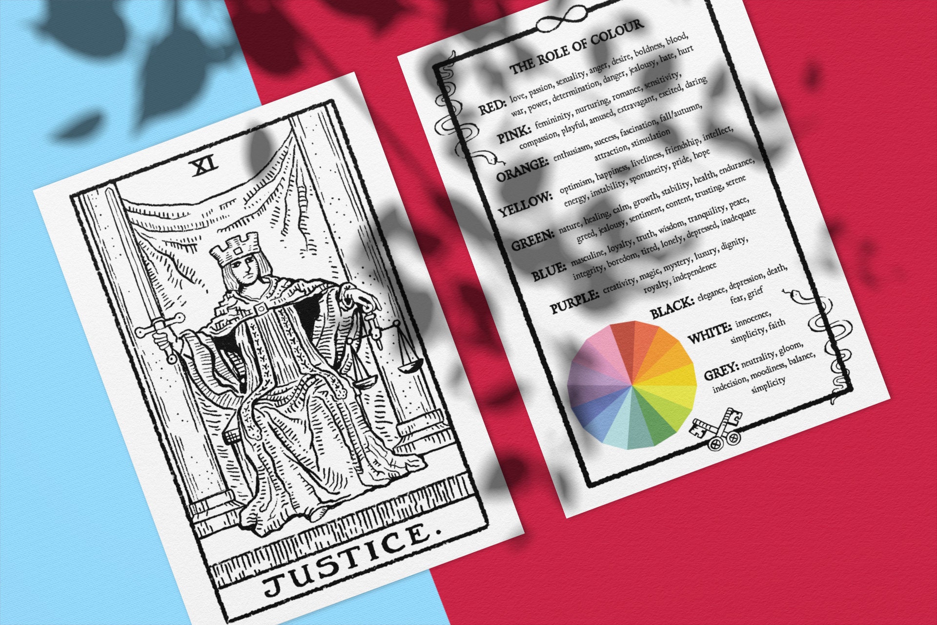 Tarot Card 11 Justice TAROT COLOURING PACK and | Etsy